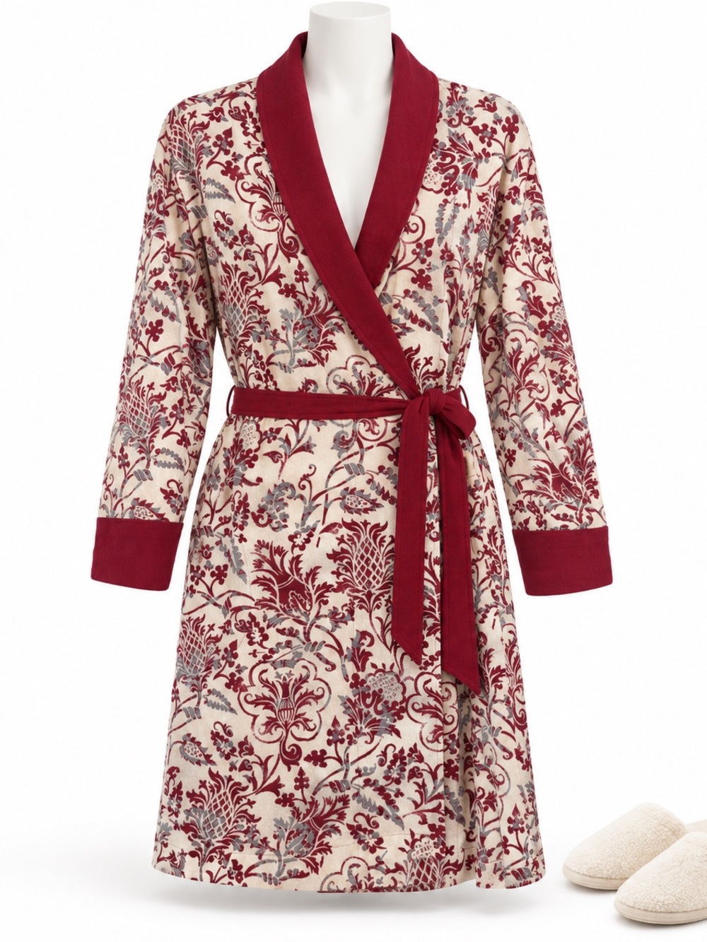Soma Intimates Floral Cotton Blend Wrap Robe Size Large